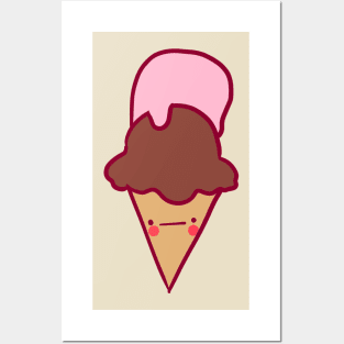 Chocolate strawberry ice cream illustration Posters and Art